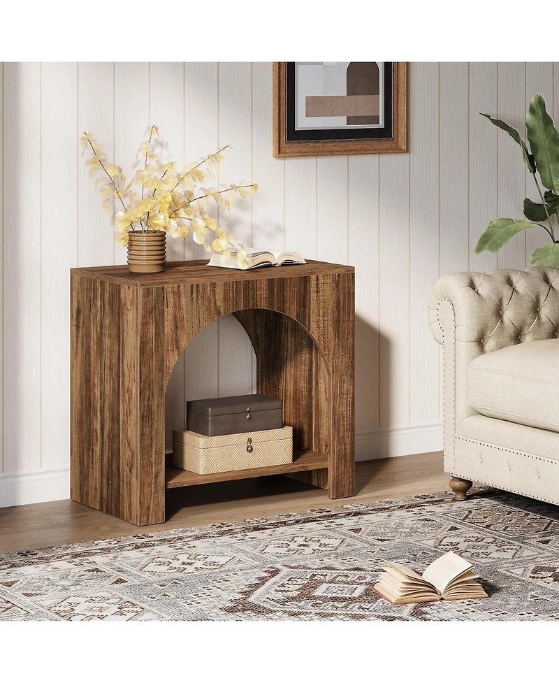 Tribesigns Farmhouse End Table with Storage Shelf, Rectangle