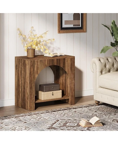 Tribesigns Farmhouse End Table with Storage Shelf, Rectangle