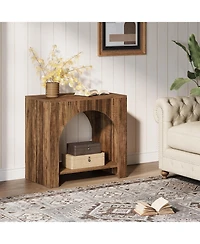Tribesigns Farmhouse End Table with Storage Shelf, Rectangle