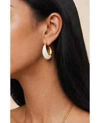 Retro Chic White Drop Hoop Earrings