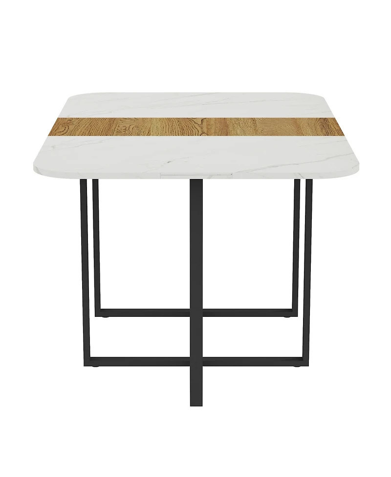 Flynama Modern Dining Table for 4-6 with Faux Marble Top and Accent