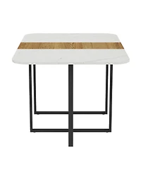 Flynama Modern Dining Table for 4-6 with Faux Marble Top and Accent
