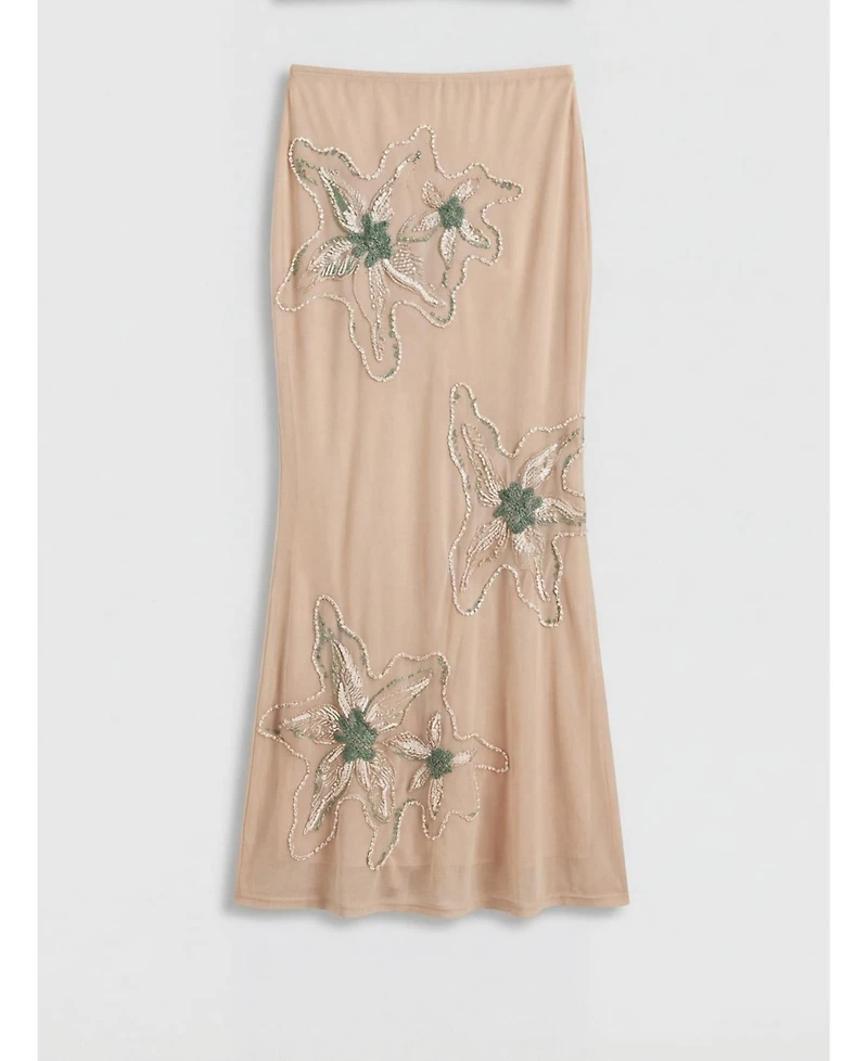 Nasty Gal Women's Flower Embellished Maxi Wrap Skirt