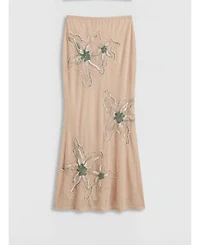 Nasty Gal Women's Flower Embellished Maxi Wrap Skirt