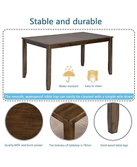 Flynama 45.5 Inch Rectangular Wooden Dining Table, Solid Wood Frame Mdf Veneer 4-Seater Kitchen Table