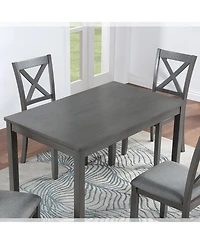 Flynama 45.5 Inch Rectangular Wooden Dining Table, Solid Wood Frame Mdf Veneer 4-Person Kitchen Table