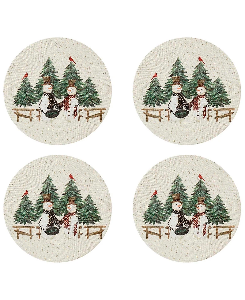 Avanti Country Snowman Woven Braided Round Placemats, Set of 4