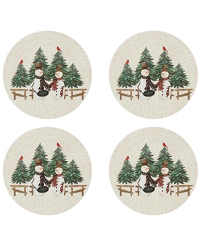 Avanti Country Snowman Woven Braided Round Placemats, Set of 4