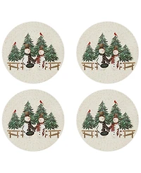 Avanti Country Snowman Woven Braided Round Placemats, Set of 4