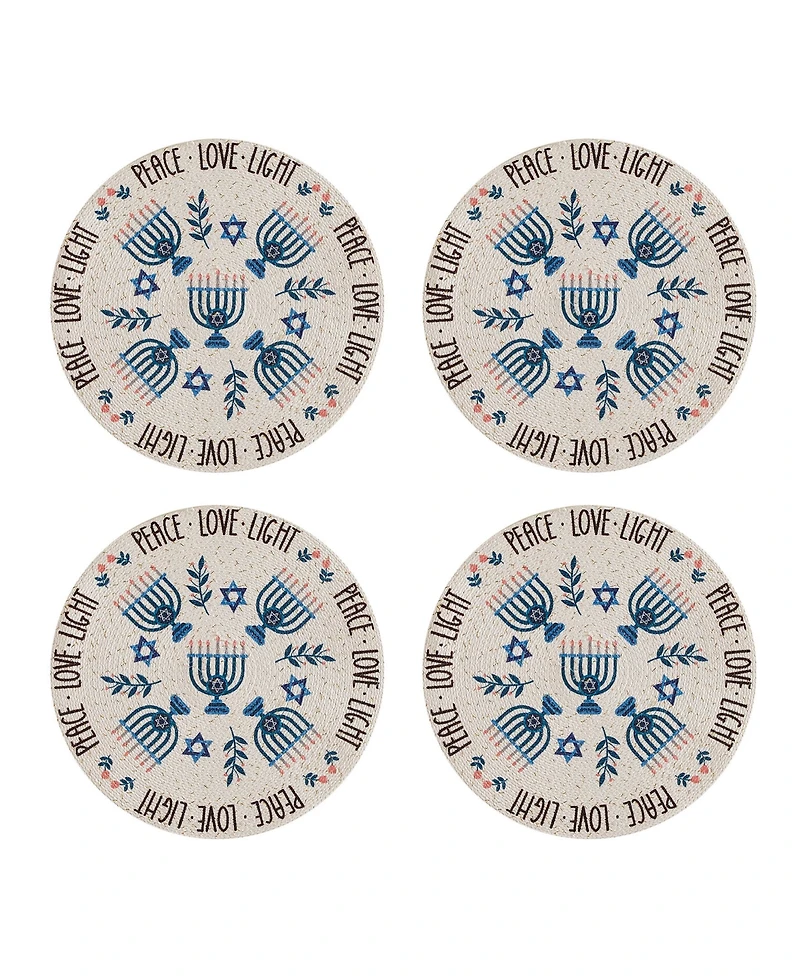Avanti Peace Love Woven Braided Round Placemats, Set of 4