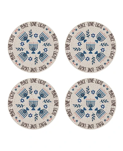 Avanti Peace Love Woven Braided Round Placemats, Set of 4