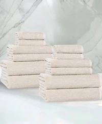 Superior Destin Viscose Blend Absorbent Quick Dry Solid Ribbed Design -Piece Towel Set