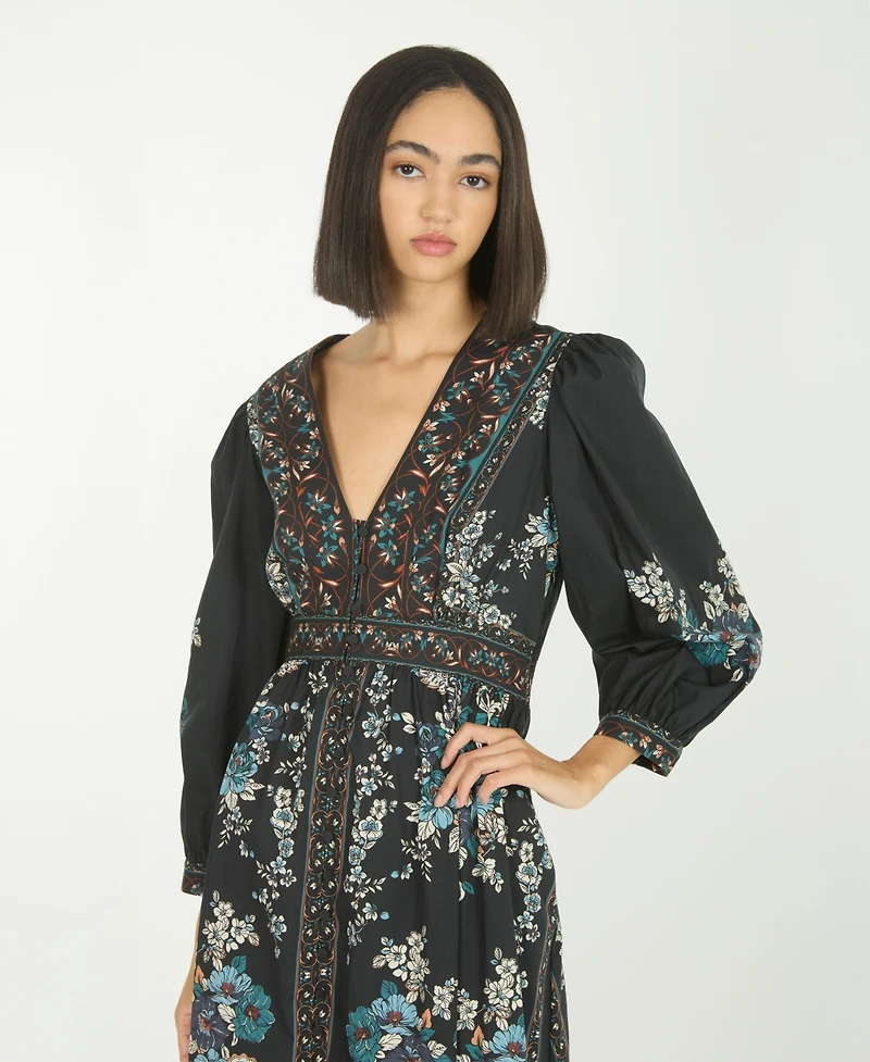 Super Natural by Secret Mission Women's Long Sleeve Knit Fit and Flare Midi Dress