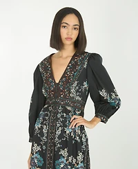 Super Natural by Secret Mission Women's Long Sleeve Knit Fit and Flare Midi Dress