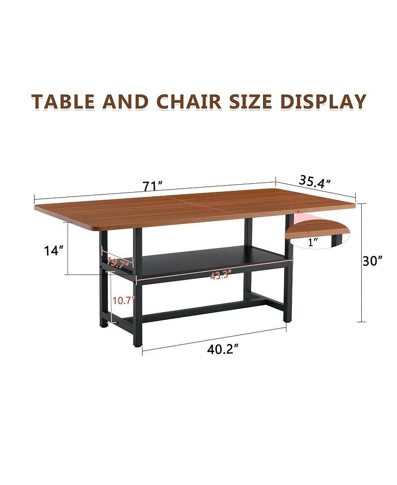 flynama 71-Inch Wood Grain Dining Table with Storage Shelf