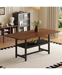 flynama 71-Inch Wood Grain Dining Table with Storage Shelf