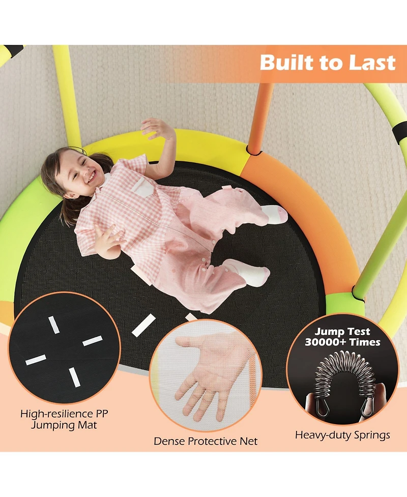 55" Kids Trampoline Gift for 3-6 Years Old Boys and Girls