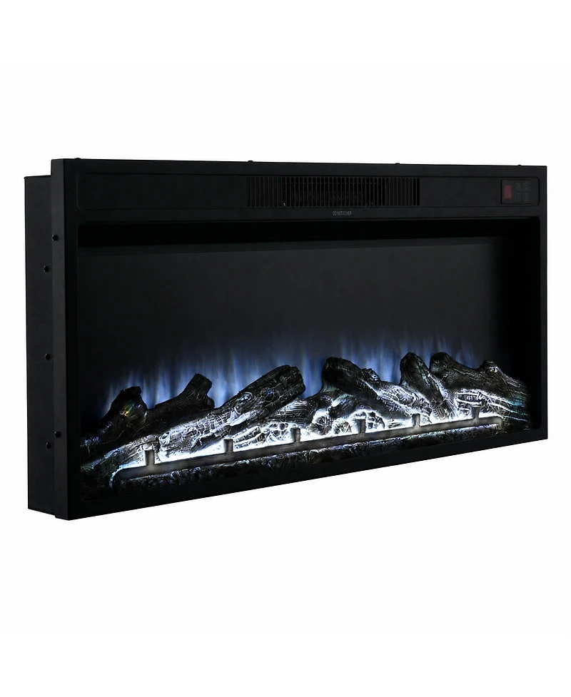 Mondawe 36" Recessed Electric Fireplace Insert with 12 Flame Colors, 750W/1500W Heater, Remote Control and Timer
