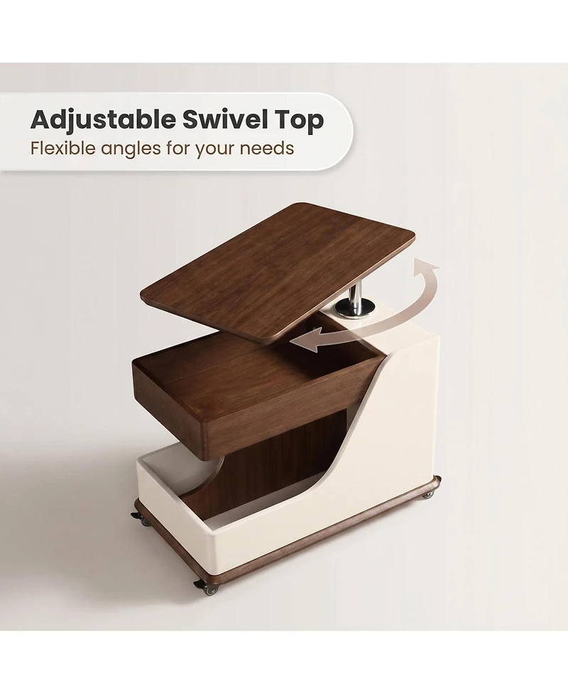 Streamdale Furniture Adjustable Height Portable Side Table with Storage