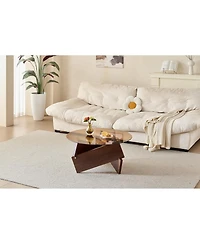Streamdale Furniture Modern Round Farmhouse Glass Coffee Table