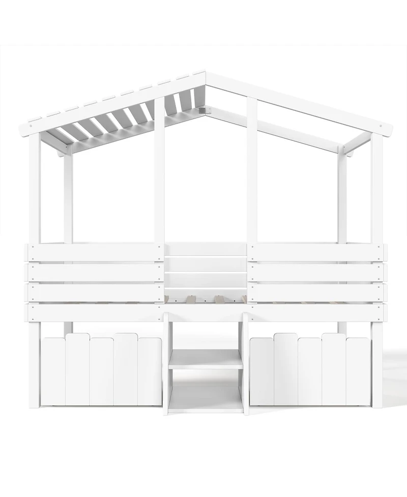 Streamdale Furniture Twin House Loft Bed with Stairs and Storage Drawers