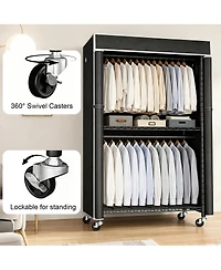 Streamdale Furniture Freestanding Garment Rack with Cover, Storage Shelf and Wheels