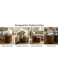 Streamdale Furniture 2-Piece Round Nesting Coffee and Accent Table Set, Wabi-Sabi Decor