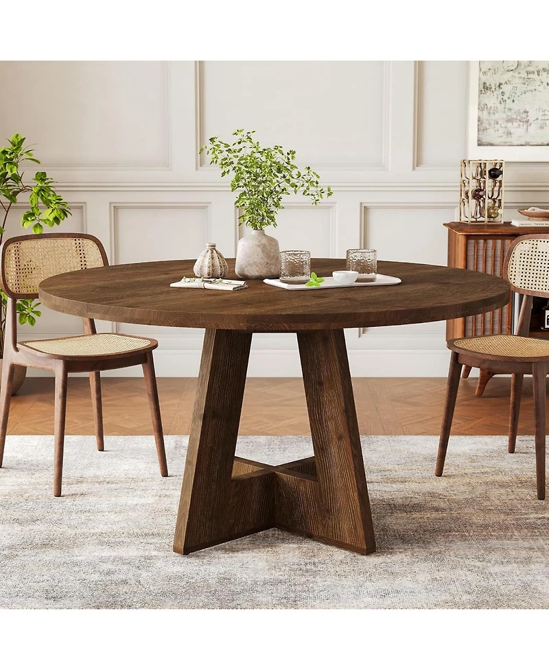Tribesigns Solid Wood Round Dining Table, 47" Farmhouse Kitchen Table