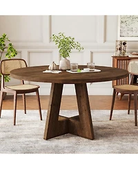Tribesigns Solid Wood Round Dining Table, 47" Farmhouse Kitchen Table