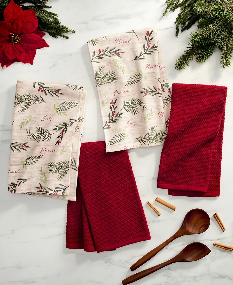 Elrene Holiday Tree Trimmings Kitchen Towels, Set of 4