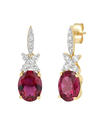 Grown With Love Lab-Grown Ruby (4-1/5 ct. t.w.) & Lab-Grown Diamond (1/2 ct. t.w.) Drop Earrings in 14k Yellow Gold