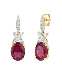 Grown With Love Lab-Grown Ruby (4-1/5 ct. t.w.) & Lab-Grown Diamond (1/2 ct. t.w.) Drop Earrings in 14k Yellow Gold