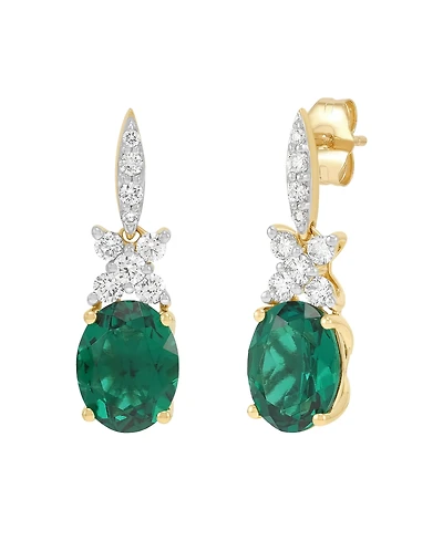 Grown With Love Lab-Grown Ruby (4-1/5 ct. t.w.) & Diamond (1/2 Drop Earrings 14k Yellow Gold