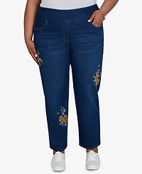 Alfred Dunner Plus Pull-On Cropped Denim Pants