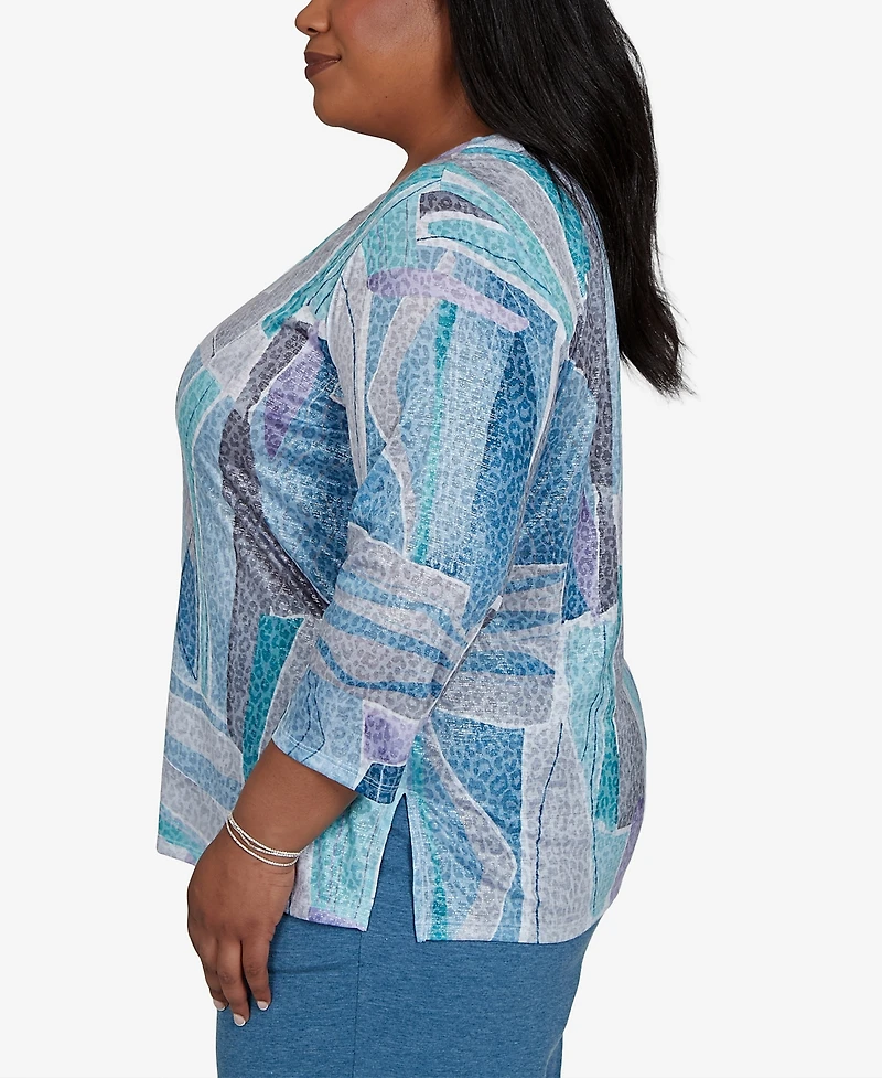 Alfred Dunner Plus 3/4-Sleeve Side-Slit T-Shirt