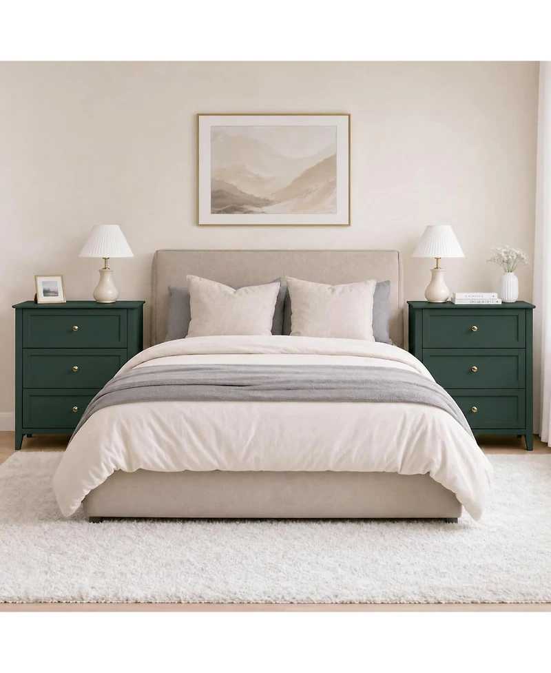 27.5" 3-Drawer Dresser with Lacquered Finish and Gold Knobs, Modern Nightstand