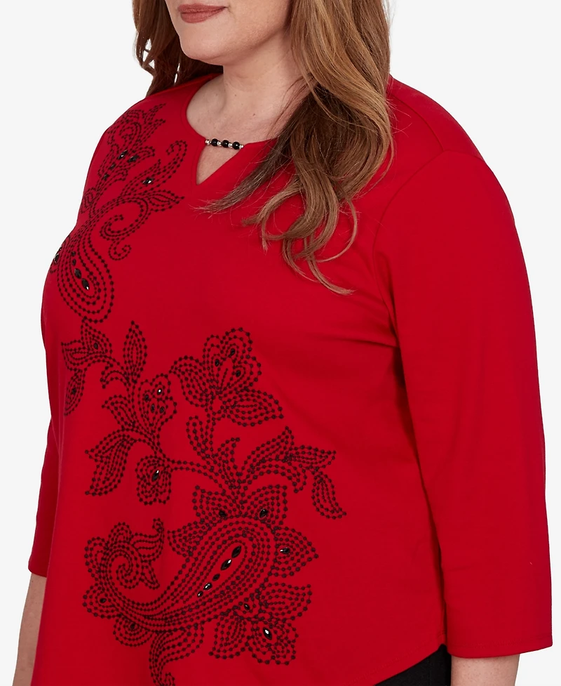Alfred Dunner Plus Keyhole 3/4-Sleeve Top