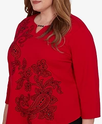 Alfred Dunner Plus Keyhole 3/4-Sleeve Top