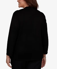 Alfred Dunner Plus 3/4-Sleeve Floral-Print Crewneck Pullover Sweater