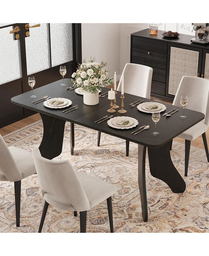 Gaomon 63 in Rectangular Dining Table for 4-6 People, Antler-Inspired Modern Farmhouse Kitchen Table for Dining Room, Living Room or Office