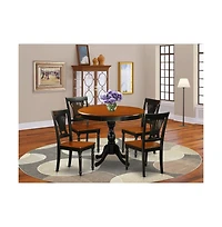 East West Furniture 5 Piece Dinette Set Consist of Wood Dining Table and 4 Dining Room Chairs with Slatted Back