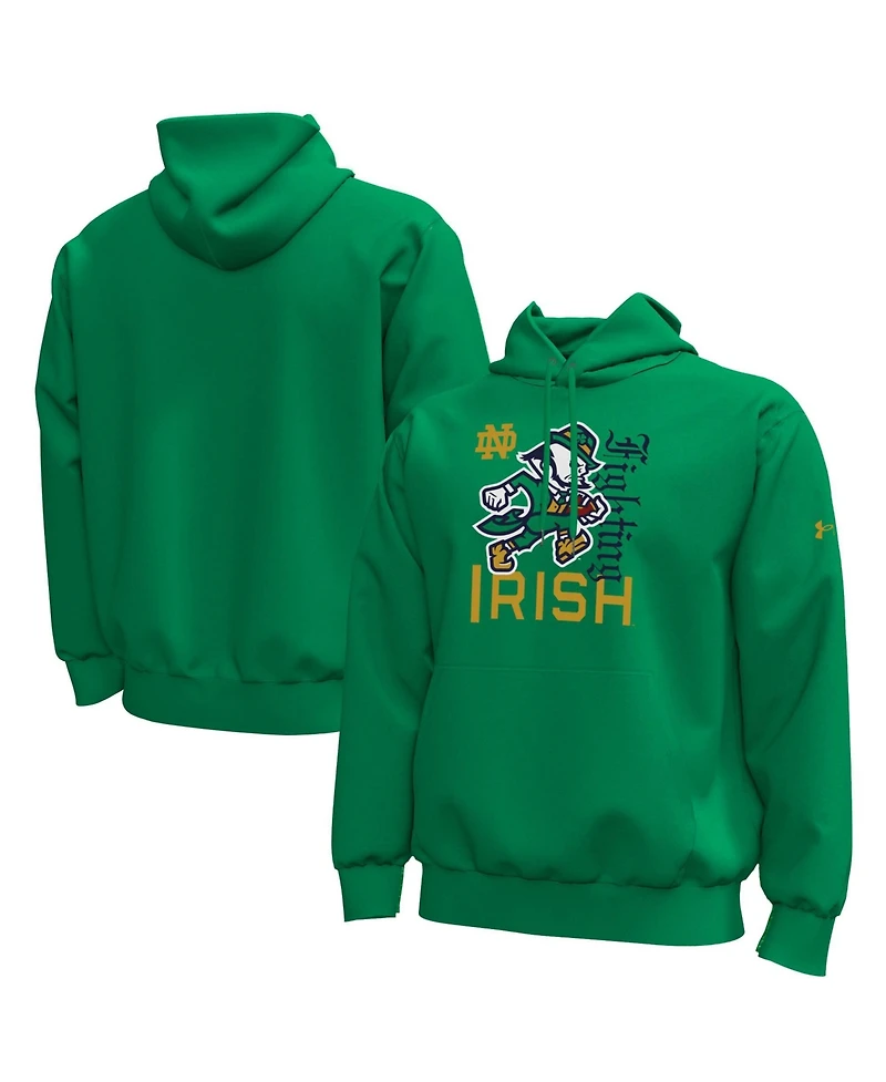 Under Armour Men's Notre Dame Fighting Irish Wear Green Icon Fleece Cotton-Blend Hoodie