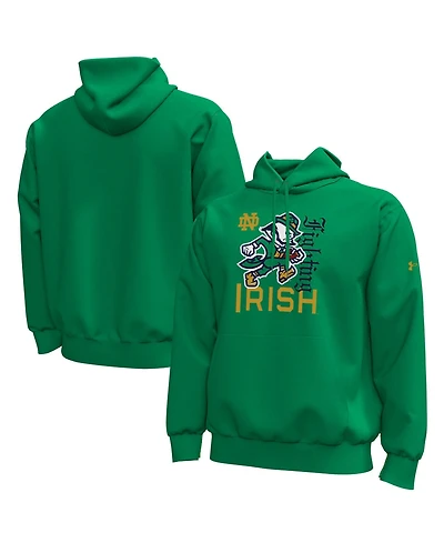 Under Armour Men's Notre Dame Fighting Irish Wear Green Icon Fleece Cotton-Blend Hoodie