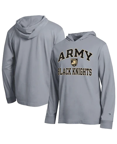 Champion Men's Heather Gray Army Black Knights High Motor All-Star Long Sleeve Hooded T-Shirt