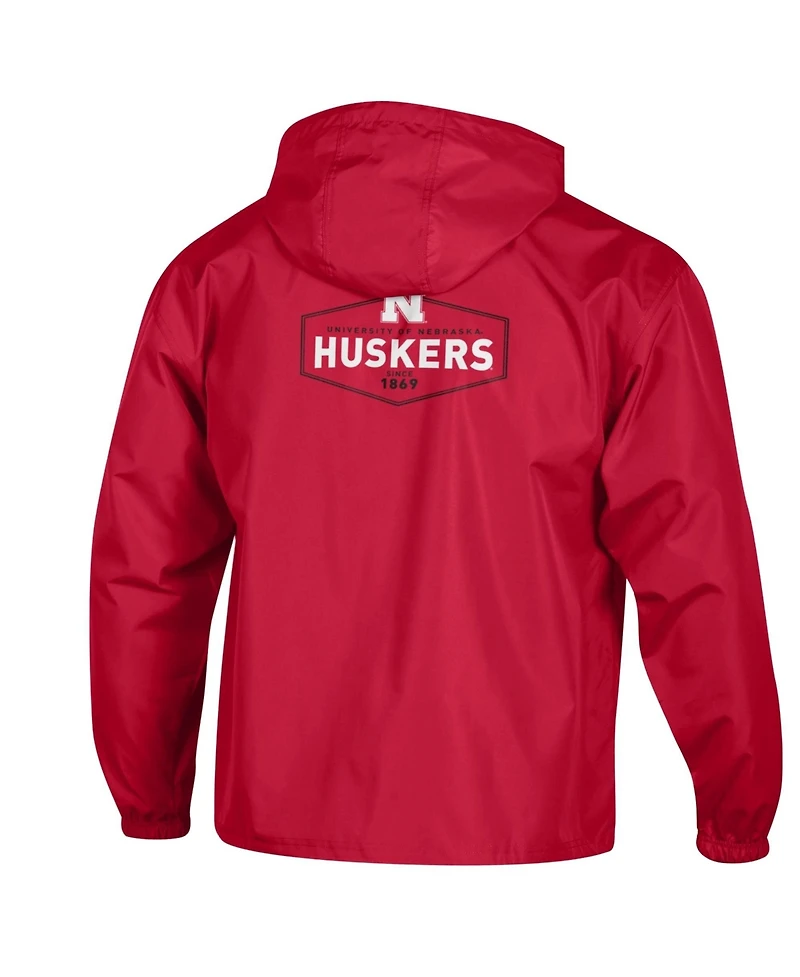 Champion Men's Scarlet Nebraska Huskers Delay Packable Half-Zip Jacket