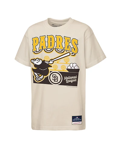 Mitchell & Ness Big Boys and Girls Cream San Diego Padres Step Back Up Mascot T-Shirt