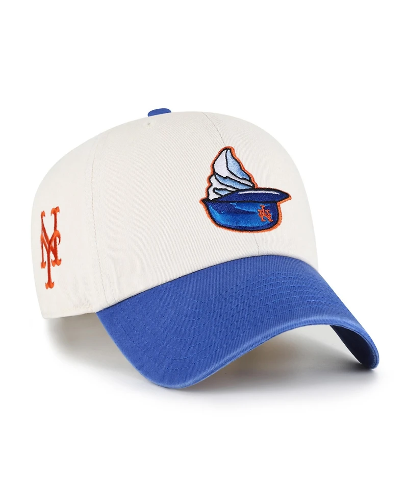 '47 Brand Men's Natural New York Mets Single Swirl Ice Cream Helmet 2.0 Clean Up Adjustable Hat