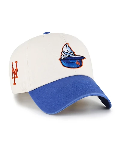 '47 Brand Men's Natural New York Mets Single Swirl Ice Cream Helmet 2.0 Clean Up Adjustable Hat