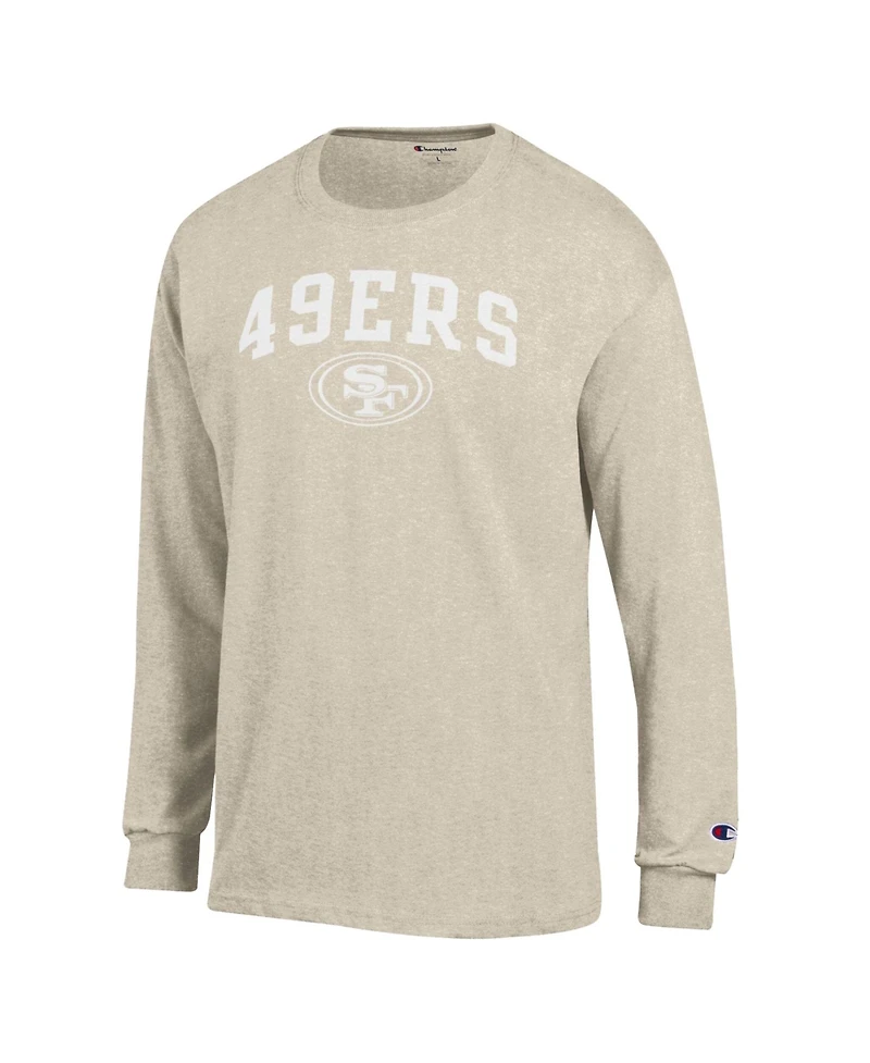Champion Men's Heather Oatmeal San Francisco 49ers White Ink Jersey Long Sleeve T-Shirt