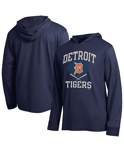 Champion Men's Detroit Tigers Hooded Long-Sleeve Relaxed Fit T-Shirt